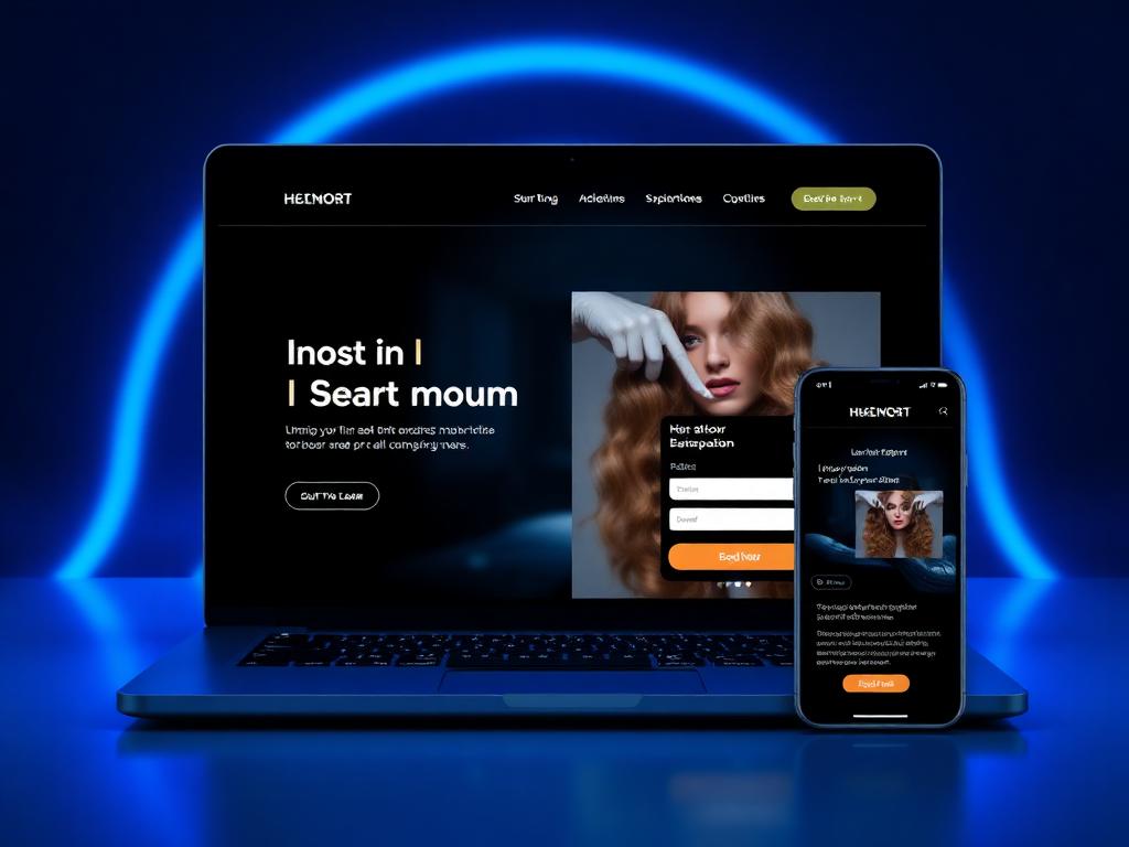 Interface concept for Lumen Hair Studio, a personal care website